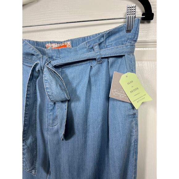 New Anthropologie Cartonnier Chambray Paperbag Trousers with Tie Waist Small - Picture 8 of 13
